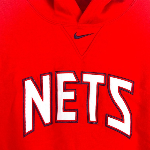 Perfect Vintage Y2K Nets Nike hoodie red embroidered sweatshirt large - Picture 2 of 7